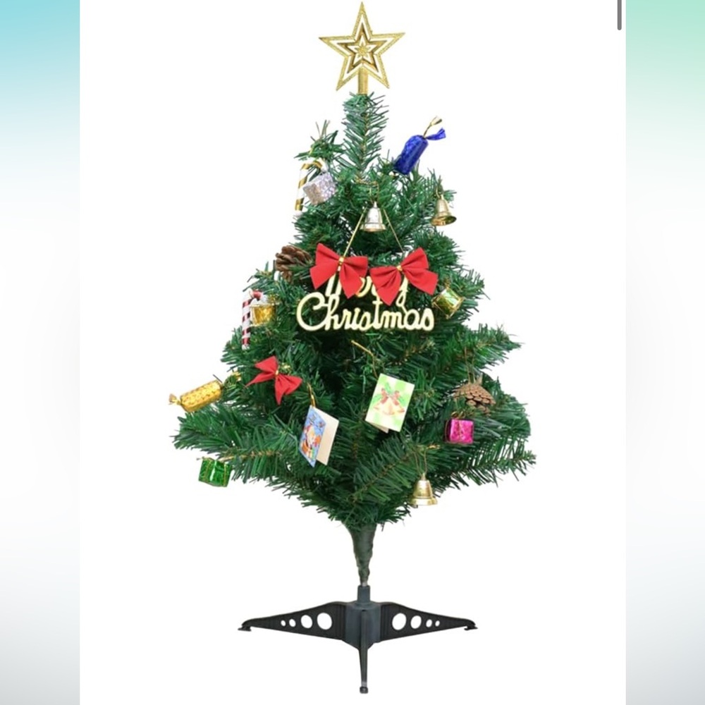 24” Christmas tree with decorations and lights